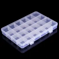Kotak Penyimpanan Plastik Transparan, Wadah dengan 24 Kisi Kompartemen Slot