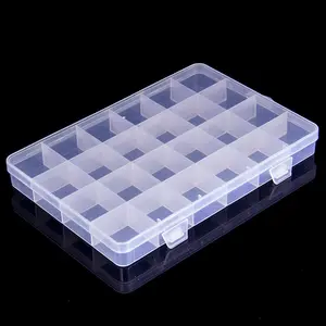 Kotak penyimpanan wadah plastik transparan dengan 24 kotak perhiasan multifungsi klasik plastik pengatur dapat dilepas persegi panjang mencapai