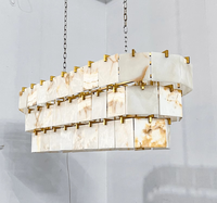 Grand lustre carré en albâtre blanc de luxe, luminaire suspendu pour hall d'hôtel, salon, chambre à coucher, salle à manger
