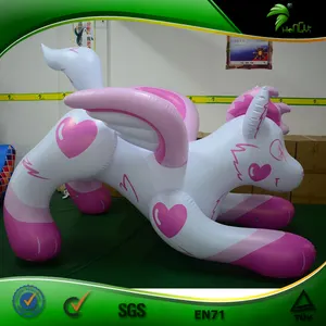 最新设计广告充气卡通狗充气PVC粉红狼玩具翅膀