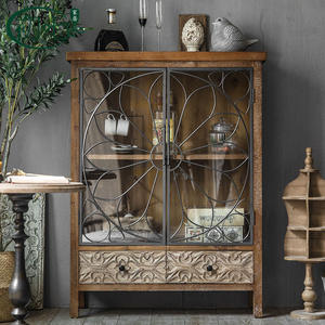 American Country Style Carved Sideboard 98x40x108cm <b>Storage</b> Living Room Cabinet Kitchen Furniture - Product Image 2