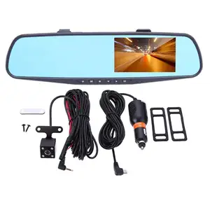 HD 1080P 4.5 pouces double objectif étanche prise en charge de plusieurs langues DVR rétroviseur caméra de tableau de bord caméra vidéo accessoires de voiture