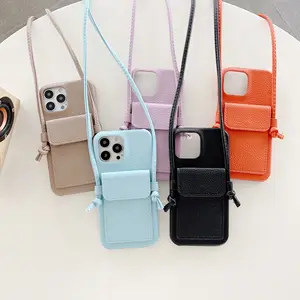 foshan leather wallet chain lanyard for iPhone 11 12 13 Pro Max with bracelet for women mobile phone shell for motorola