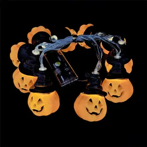150cm 10LED Halloween LED Guirlande Lumineuse Portable Citrouille Fantôme Squelettes Lumières pour Home Bar Halloween Party Décor Fournitures