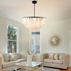 Sunsir SKD, colgantes creativos de concha, lámparas colgantes de techo, LED, estilo nórdico de playa, candelabro de concha marina, Bombilla E14 E12, luz colgante - Product Image 3