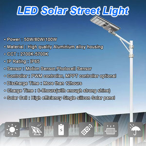 Éclairage extérieur personnalisé tout en un à économie d'énergie étanche Ip66 80W Lampes solaires de jardin Led Lampadaires solaires - Product Image 2