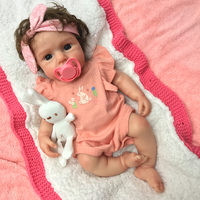 Poupée interactive en silicone réaliste LOULOU de 18 pouces avec cheveux bouclés bruns, corps entier, sucette, jouet pour bébé