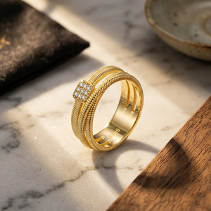 Bague en argent sterling S925 multi-couches torsadée en moissanite pour femme, bande texturée, empilable, bijou fin, cadeau - Product Image 3