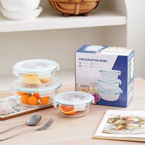 Wholesale Hot-selling Borosilicate Glass Container with Multiple Choice PP Buckle Lids Rectangle / Round /Square Stackable Boxes - Product Image 4