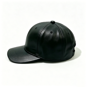 Wholesale Black Leather 6-Panel Baseball <b>Cap</b> Unisex PU Leather Curved Brim Adjustable Letter Streetwear Casual Hats for Unisex - Product Image 2
