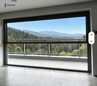 Ventana Elevadora Eléctrica JINGCHEN de Gran Formato con Rotura de Puente Térmico, Doble Acristalamiento Low-E, Corredera Vertical Panorámica de Aluminio para Villas de Montaña