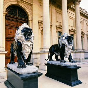 Sculpture de <span class=keywords><strong>lion</strong></span> en marbre noir, pierre naturelle, figurine personnalisée, décoration de maison en marbre naturel - Product Image 2