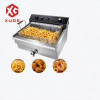 Friteuse Électrique Commerciale Industrielle en Acier Inoxydable 1 Cuve 1 Panier 25L pour Corn Dogs, Plage de Température 50-200°C, Lot de 10 Minutes