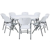 Tables Pliantes Rondes Robuste en Plastique d'Extérieur pour Mariages et Banquets de 1,8 m