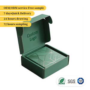 Boîte d'expédition en carton ondulé vert avec logo personnalisé, boîte d'expédition écologique de luxe pour cadeaux, vêtements, soins de la peau, livraison rapide en 7 jours - Product Image 1