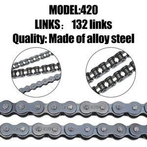 Chaîne de <span class=keywords><strong>moto</strong></span> 420, 132 maillons, pour Pit Dirt Bike 50cc 70 90 110 125cc SSR TaoTao Coolster <span class=keywords><strong>Apollo</strong></span> Baja Kazuma ATV 212cc Mini Bike - Product Image 2