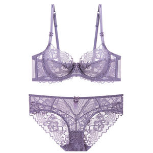 Hot Lace Mesh Durchsichtige Unterwäsche Sexy 2 Pcs Ultra dünnes Push-up-Dessous-Set für Frauen - Product Image 4