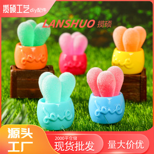 Miniature en résine, succulente floquée, décoration en forme de cœur, pot d'amour, ornement de bureau, artisanat en plastique, décoration intérieure, Printemps 2026 - Product Image 5