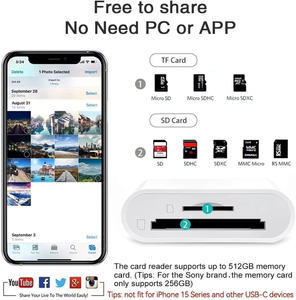 Lector de tarjetas SD/TF/CF Tarjeta <span class=keywords><strong>USB</strong></span> para teléfono 16 15 14 <span class=keywords><strong>13</strong></span> 12 11 Pro Max CFcard para adaptador de cámara - Product Image 2