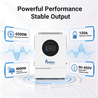 Onduleur solaire hybride biphasé Solyx 6,2 kW 120/240 V UL1741 BMS MPPT WiFi à onde sinusoïdale pure pour toute la maison, sèche-linge et climatiseur