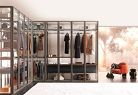 Armoires d'angle encastrées de haute qualité avec miroir, armoire à porte en cuir synthétique, dressing