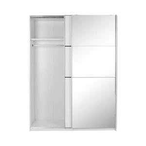Armoire en bois blanche, fine et durable, avec 2 portes coulissantes, 1 tringle à vêtements et 4 étagères, idéale <span class=keywords><strong>pour</strong></span> la maison, l'appartement ou la chambre. - Product Image 5