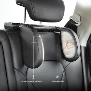 Nuovo Design Poggiatesta per Auto con Supporto per il <span class=keywords><strong>Collo</strong></span>, <span class=keywords><strong>Cuscino</strong></span> <span class=keywords><strong>da</strong></span> <span class=keywords><strong>Viaggio</strong></span> Regolabile a 180 Gradi e Massaggiante, Imbottito in Schiuma con Rivestimento in Pelle 36x25x14cm 1.1kg - Product Image 3