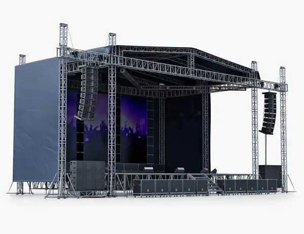 Buổi hòa nhạc sân khấu và giàn nhà máy ngoài trời giá tùy chỉnh nhôm giàn hiển thị nền tảng di động ánh sáng sân khấu Giàn
