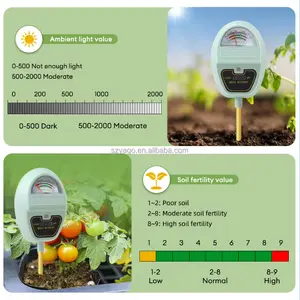 Probador de suelo 4 en 1 altamente sensible Nutrientes/Luz/Humedad/pH Huerto Invernadero Plantación Medidor de humedad del suelo