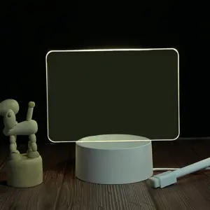 Placa de marcador de luz noturna LED criativa com caneta de fonte de alimentação USB decorada com luz noturna e placa de mensagens 3D