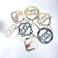 MOYI Maßgefertigter OEM Personalisierter Acryl-Cake-Topper mit Schriftzug 'Happy Birthday' Lasergravierte Kuchendekoration für Partyzubehör