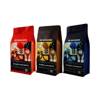 Sachet de café multi-usages personnalisé en gros, sac à huit soudures latérales avec valve de dégazage pour le stockage de café torréfié en détail