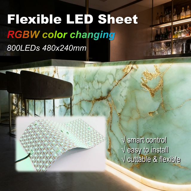 DC24V Paper Thin LED Panel Light RGBW Ceiling Tile 800LEDs Sheet Custom LED Flex Tile 480x240mm Flexible Commercial Billboard