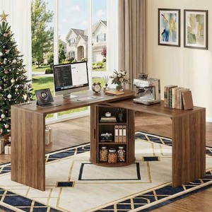 100 MOQ Portable Adjustable 360 <strong>Rotating</strong> L-Shaped Corner Workstation Gaming <strong>Desk</strong> with Power Outlets for Home Office - Product Image 1