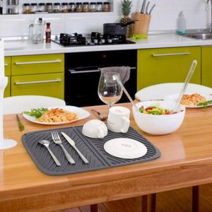 Alfombrilla de secado de silicona con forma de drenaje de platos, alfombrilla de taza resistente al calor y alfombrilla de encimera para platos, almohadilla de mostrador personalizable - Product Image 5