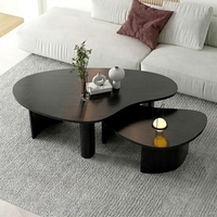 Juego de Mesa de Centro Moderna Irregular con Mesas Auxiliares, Combinación de Mesa de Centro para Sala de Estar, Mesa Decorativa de Madera para el Hogar