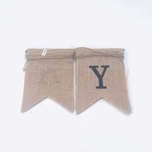 Banderas de arpillera de yute Girlande, banderín de yute de arpillera DIY para cumpleaños, boda, graduación, Bandera de arpillera Vintage <span class=keywords><strong>Burgee</strong></span> - Product Image 5