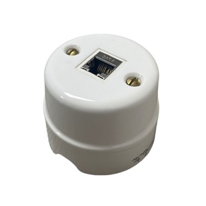 Conector Ethernet Fanton RJ45 Cat6 de 1 Puerto y 8 Núcleos, Blindado FTP, de Cerámica Blanca Vintage, para Montaje en Panel - Product Image 1