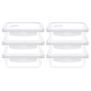 Conteneur alimentaire carré en verre borosilicate de haute qualité avec couvercle en silicone et en verre pour pique-nique et école - Product Image 1