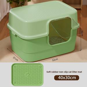 Bac à litière pour chat extra large entièrement fermé, anti-odeurs, désodorisant, anti-éclaboussures, en PVC, design rectangulaire, toilette pour chat jumbo - Product Image 2