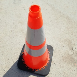 Tiêu Chuẩn Mỹ 700Mm Đen Cơ Sở Phản Xạ Mềm Giao Thông Cone Huỳnh Quang Cone Linh Hoạt PVC Cone - Product Image 4