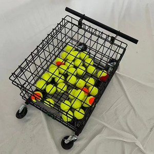 Tennis Ball Cart 120 Balls Capacity Portable Iron <b>Mesh</b> <b>Basket</b> For Outdoor Tennis Training Equipment - Product Image 1