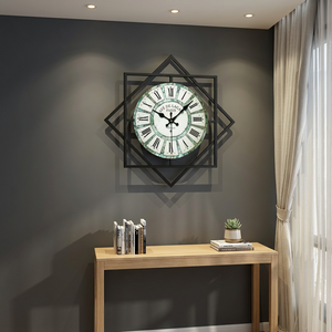Modern Geometric Wall <b>Clock</b> Metal Frame Analog Quartz Silent Living Room Decor - Product Image 2