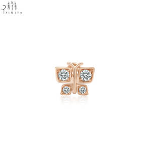 Pendientes de Mariposa Hechos a Mano de Alta Calidad, Diseño de Joyería en Oro Sólido de 14K con Diamante Natural, Pendientes Finos de un Solo Orificio - Product Image 5