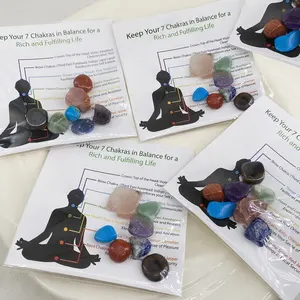 CELION Wholesale Chakra Energy Card Set Colorful Gemstone Raw Stone Mini Ornament Chakra Energy Crystal Yoga Stone