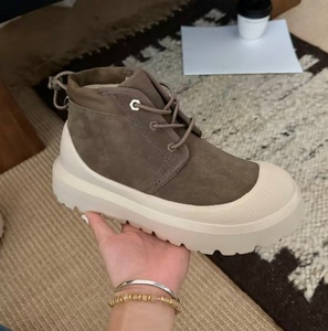 All inclusive anti collision thick soled lace up high top <b>boot</b> with thick wool lining outdoor cold resistant and warm short <b>boot</b> - Product Image 6