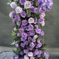 Arche de mariage moderne en fleurs de soie rondes pour toile de fond nuptiale et séances photo lors des réceptions de mariage