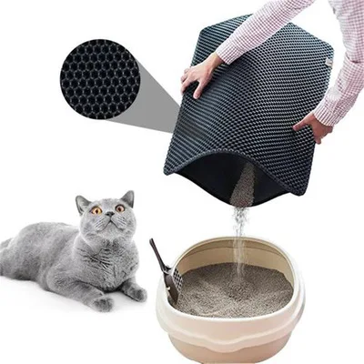 방습 더블 레이어 아마존 베스트 셀러 Pretty Honeycomb EVA Cat Litter Box Trapping Mat For Kitty