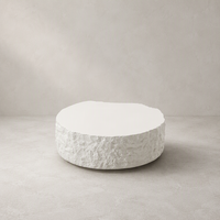 Table basse Wabi-Sabi en résine blanche peinte, design cylindrique, pour grossistes et designers, Future Star, pour salon en marbre