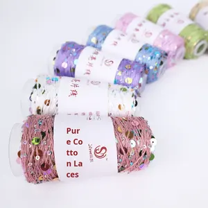 Silk Joy Blended Yarn Factory Vente en gros 3 + 6 bobines <span class=keywords><strong>de</strong></span> fil tricotées à la main avec <span class=keywords><strong>de</strong></span> grandes et petites paillettes Boule <span class=keywords><strong>de</strong></span> fil transfrontalière - Product Image 3